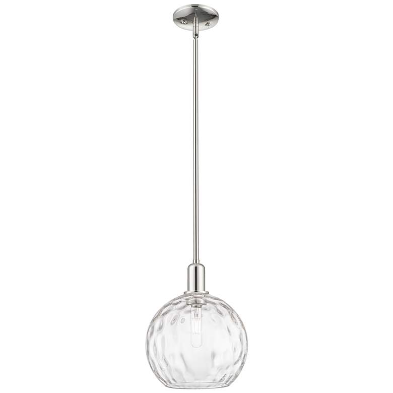 Image 1 Arcadia Athens 10"W Polished Nickel Stem Pendant w/ Water Glass Shade