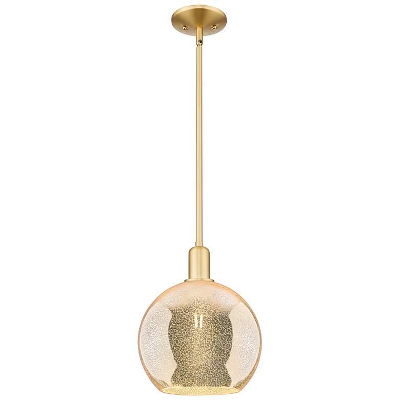 Image 1 Arcadia Athens 10"W Satin Gold Stem Hung Mini Pendant w/ Mercury Shade