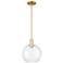 Arcadia Athens 10"W Satin Gold Stem Hung Mini Pendant With Clear Shade