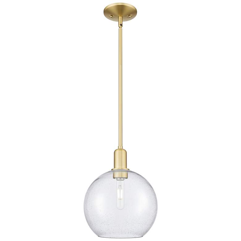 Image 1 Arcadia Athens 10"W Satin Gold Stem Hung Mini Pendant With Seedy Shade