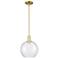 Arcadia Athens 10"W Satin Gold Stem Hung Mini Pendant With Seedy Shade