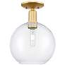 Arcadia Athens 10" Wide Satin Gold Semi.Flush Mount With Clear Shade