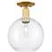 Arcadia Athens 10" Wide Satin Gold Semi.Flush Mount With Clear Shade