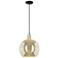 Arcadia Athens 12"W Black Brass Cord Mini Pendant w/ Mercury Shade