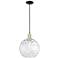 Arcadia Athens 12"W Black Brass Cord Mini Pendant w/ Water Glass Shade