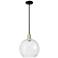 Arcadia Athens 12"W Black Brass Stem Hung Mini Pendant w/ Clear Shade