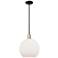 Arcadia Athens 12"W Black Brass Stem Mini Pendant w/ Matte White Shade
