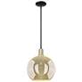 Arcadia Athens 12"W Black Brass Stem Mini Pendant w/ Mercury Shade