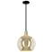 Arcadia Athens 12"W Black Brass Stem Mini Pendant w/ Mercury Shade