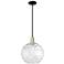 Arcadia Athens 12"W Black Brass Stem Mini Pendant w/ Water Glass Shade