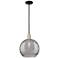 Arcadia Athens 12"W Black Brass Stem Pendant w/ Light Smoke Deco Shade