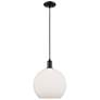 1_Arcadia Athens 12"W Black Cord Hung Mini Pendant w/ Matte White Shade