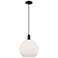 Arcadia Athens 12"W Black Cord Hung Mini Pendant w/ Matte White Shade