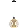 1_Arcadia Athens 12"W Black Cord Hung Mini Pendant w/ Mercury Shade