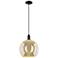 Arcadia Athens 12"W Black Cord Hung Mini Pendant w/ Mercury Shade