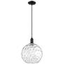 1_Arcadia Athens 12"W Black Cord Hung Mini Pendant w/ Water Glass Shade