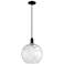 Arcadia Athens 12"W Black Cord Hung Mini Pendant w/ Water Glass Shade