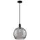 Arcadia Athens 12"W Black Cord Pendant w/ Light Smoke Deco Swirl Shade