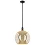 Arcadia Athens 12"W Black Stem Hung Mini Pendant w/ Mercury Shade