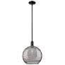 Arcadia Athens 12"W Black Stem Pendant w/ Light Smoke Deco Swirl Shade