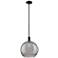 Arcadia Athens 12"W Black Stem Pendant w/ Light Smoke Deco Swirl Shade