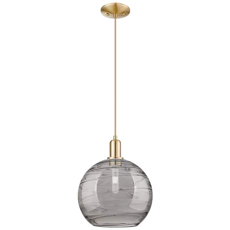 Image 1 Arcadia Athens 12"W Bronze Cord Pendant w/ Light Smoke Deco Shade