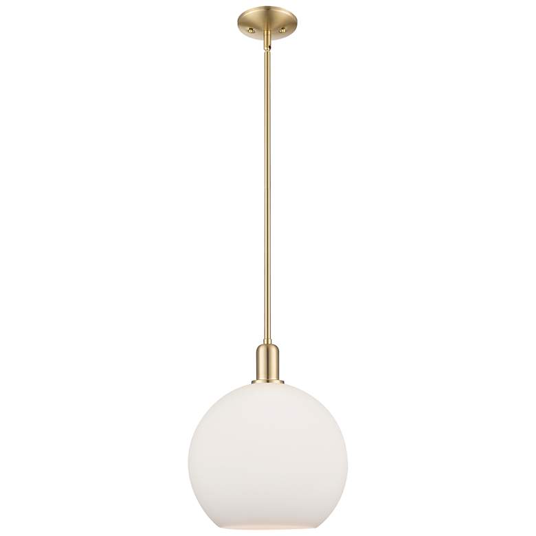 Image 1 Arcadia Athens 12"W Bronze Stem Mini Pendant w/ Matte White Shade