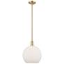 Arcadia Athens 12"W Bronze Stem Mini Pendant w/ Matte White Shade