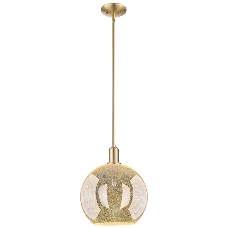 Image 1 Arcadia Athens 12"W Bronze Stem Mini Pendant w/ Mercury Shade