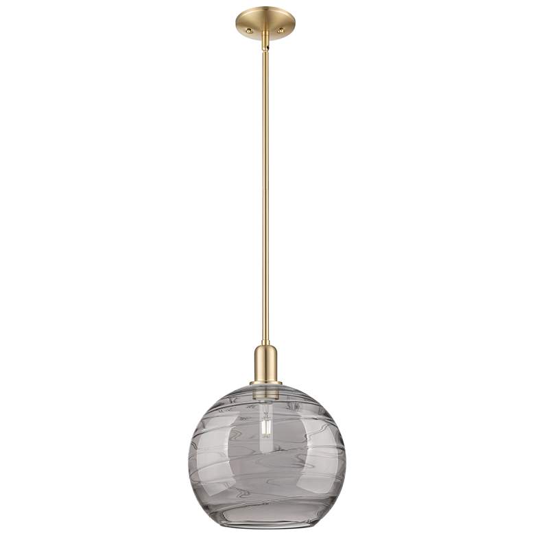Image 1 Arcadia Athens 12"W Bronze Stem Pendant w/ Light Smoke Deco Shade