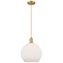 1_Arcadia Athens 12"W Brushed Brass Cord Pendant w/ Matte White Shade