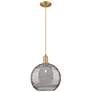 1_Arcadia Athens 12"W Brushed Brass Cord Pendant w/ Smoke Deco Shade