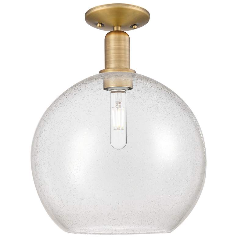 Image 1 Arcadia Athens 12"W Brushed Brass Semi.Flush Mount With Seedy Shade