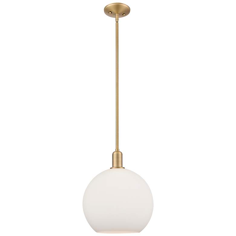 Image 1 Arcadia Athens 12"W Brushed Brass Stem Pendant w/ Matte White Shade