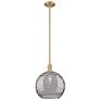 Arcadia Athens 12"W Brushed Brass Stem Pendant w/ Smoke Deco Shade
