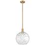 Arcadia Athens 12"W Brushed Brass Stem Pendant w/ Water Glass Shade