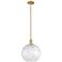 Arcadia Athens 12"W Brushed Brass Stem Pendant w/ Water Glass Shade