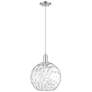 Arcadia Athens 12"W Brushed Nickel Cord Pendant w/ Water Glass Shade