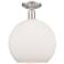 Arcadia Athens 12"W Brushed Nickel Semi-Flush w/ Matte White Shade