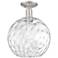 Arcadia Athens 12"W Brushed Nickel Semi-Flush w/ Water Glass Shade