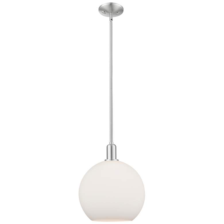 Image 1 Arcadia Athens 12"W Brushed Nickel Stem Pendant w/ Matte White Shade