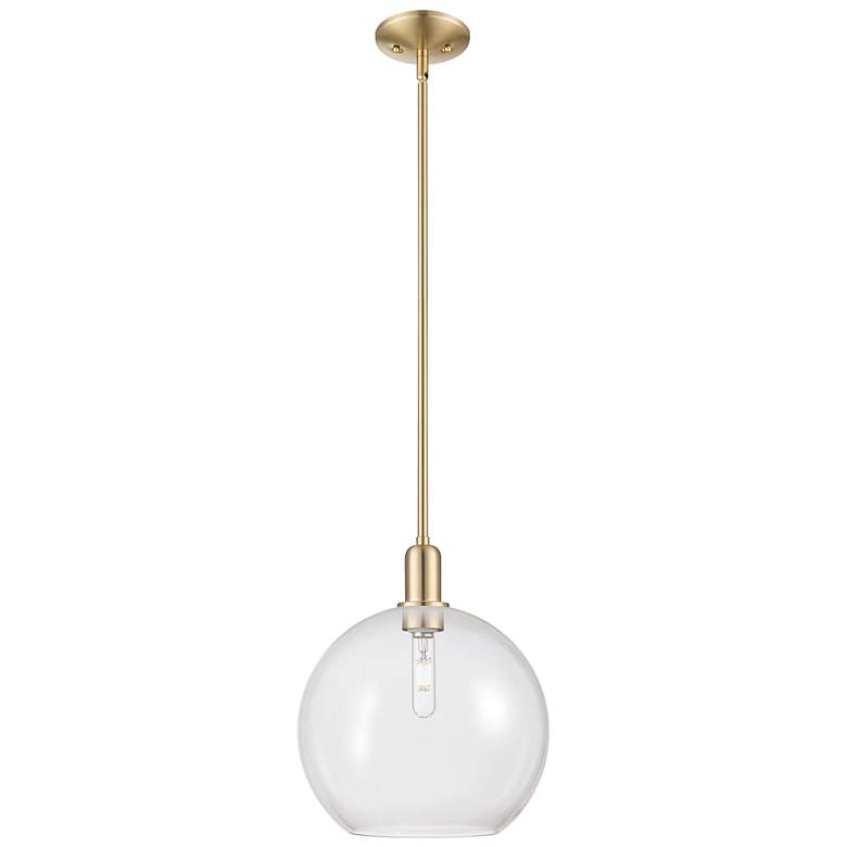 Image 1 Arcadia Athens 12"W Champagne Bronze Stem Mini Pendant w/ Clear Shade