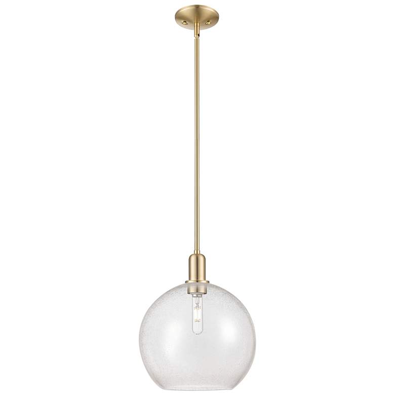 Image 1 Arcadia Athens 12"W Champagne Bronze Stem Mini Pendant w/ Seedy Shade