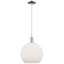 Arcadia Athens 12"W Chrome Cord Hung Mini Pendant w/ Matte White Shade
