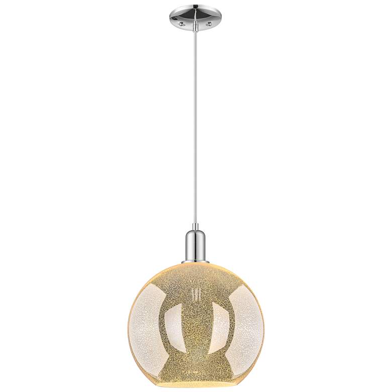 Image 1 Arcadia Athens 12"W Chrome Cord Hung Mini Pendant w/ Mercury Shade