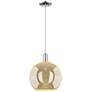Arcadia Athens 12"W Chrome Cord Hung Mini Pendant w/ Mercury Shade
