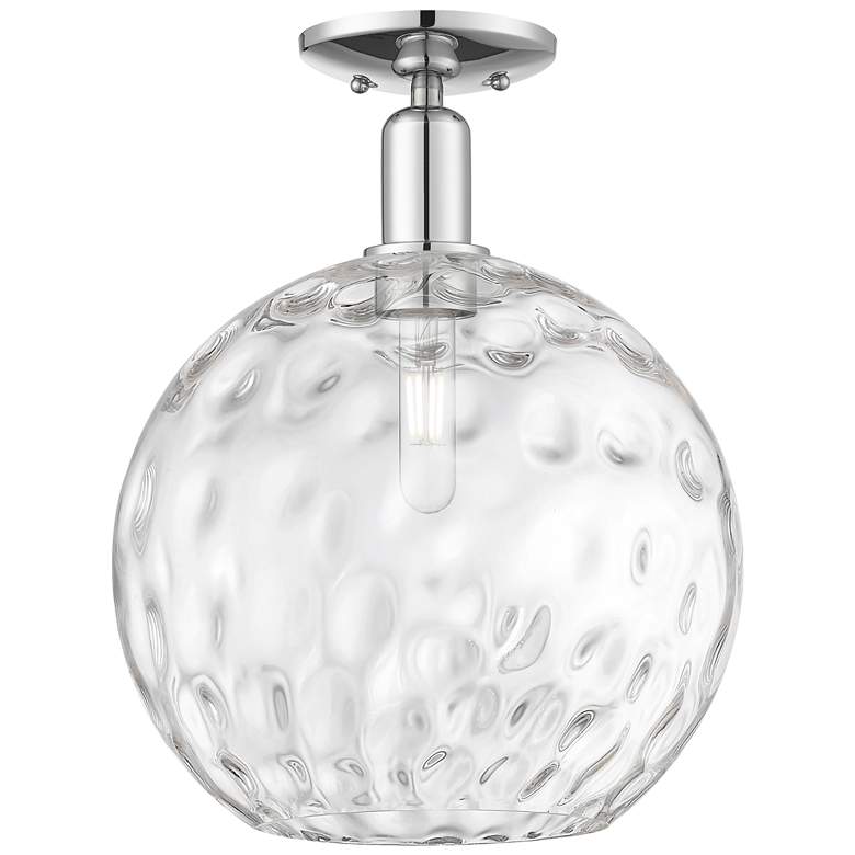 Image 1 Arcadia Athens 12"W Chrome Semi.Flush Mount w/ Water Glass Shade