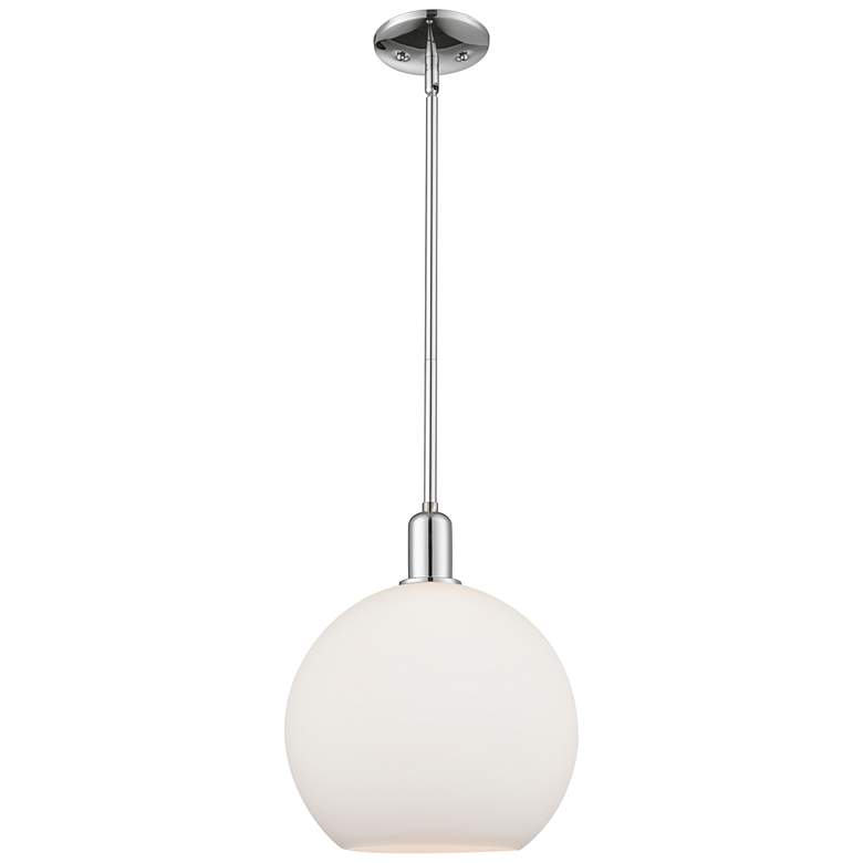 Image 1 Arcadia Athens 12"W Chrome Stem Hung Mini Pendant w/ Matte White Shade