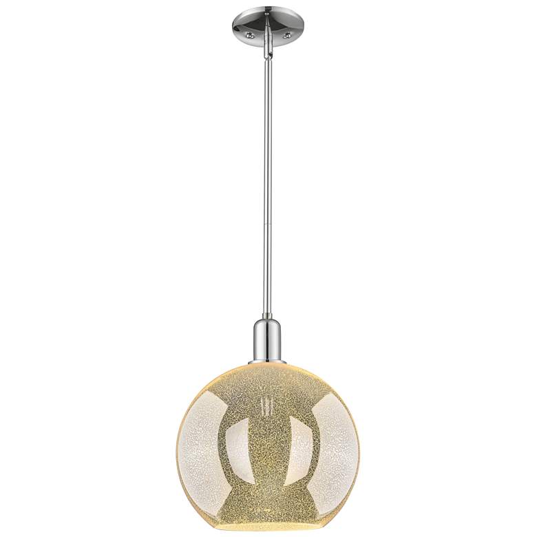 Image 1 Arcadia Athens 12"W Chrome Stem Hung Mini Pendant w/ Mercury Shade