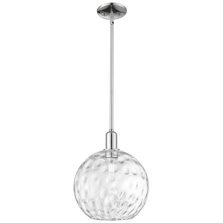 Image 1 Arcadia Athens 12"W Chrome Stem Hung Mini Pendant w/ Water Glass Shade